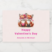 Schattigee Oranje vossen in de liefde Valentijnsda Sparkling Wijnetiket (Enkel label)