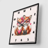 Schattigee Oranje vossen in de liefde Vierkante Klok (Hoek)