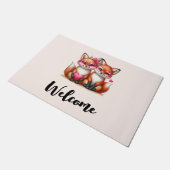 Schattigee Oranje vossen in de liefde Welkom Deurmat (Schuin)