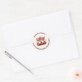 Schattigee Oranje vossen in liefde adres Ronde Sticker (Envelop)