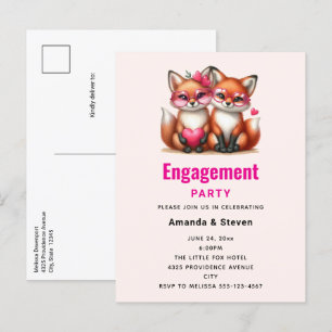 Schattigee Oranje vossen in liefde Verloving Uitnodiging Briefkaart