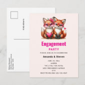 Schattigee Oranje vossen in liefde Verloving Uitnodiging Briefkaart (Voorkant / Achterkant)