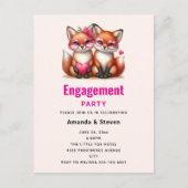 Schattigee Oranje vossen in liefde Verloving Uitnodiging Briefkaart (Voorkant)