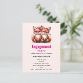 Schattigee Oranje vossen in liefde Verloving Uitnodiging Briefkaart (Staand voorkant)