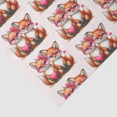 Schattigee Oranje vossen in liefdespatroon Tissuepapier (Detail)