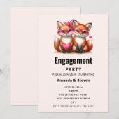 Schattigee Oranje vossen in Love Engagement Party Kaart (Voorkant / Achterkant)