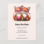 Schattigee Oranje vossen in Love Wedding Aankondigingskaart (Voorkant)