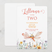 Schattigee Oranje Waterverf Dragonfly Girl's Birth Kaart (Voorkant / Achterkant)