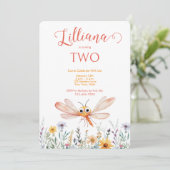 Schattigee Oranje Waterverf Dragonfly Girl's Birth Kaart (Staand voorkant)