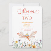 Schattigee Oranje Waterverf Dragonfly Girl's Birth Kaart (Voorkant)