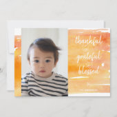 Schattigee Oranje Waterverf Maple Leaf Thanksgivin Kaart (Voorkant)