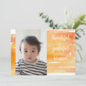 Schattigee Oranje Waterverf Maple Leaf Thanksgivin Kaart (Staand voorkant)