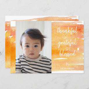 Schattigee Oranje Waterverf Maple Leaf Thanksgivin Kaart