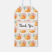 Schattigee Oranje Waterverf pompoenpatroon dank u Cadeaulabel (Voorkant)