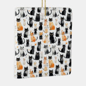 Schattigee Oranje Witte Zwarte Katten Kerst Keramisch Ornament (Rechts)