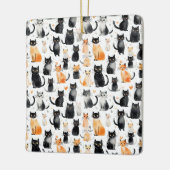 Schattigee Oranje Witte Zwarte Katten Kerst Keramisch Ornament (Links)