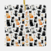 Schattigee Oranje Witte Zwarte Katten Kerst Keramisch Ornament (Voorkant)