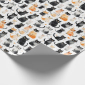 Schattigee Oranje Witte Zwarte Katten Verjaardag Cadeaupapier (Hoek)
