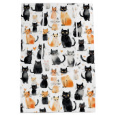 Schattigee Oranje Witte Zwarte Katten Verjaardag Medium Cadeauzakje (Achterkant)
