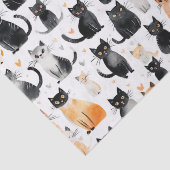 Schattigee Oranje Witte Zwarte Katten Verjaardag Tissuepapier (Detail)