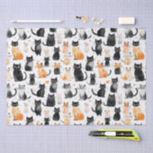 Schattigee Oranje Witte Zwarte Katten Verjaardag Tissuepapier (Craft)