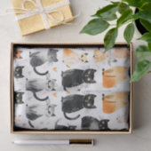 Schattigee Oranje Witte Zwarte Katten Verjaardag Tissuepapier (Geschenk)