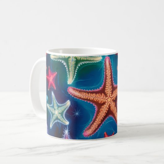 Schattigee oranje zeester in zee Mok (Voorkant links)