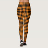 Schattigee Oranje zwarte Buffalo Plaid Pattern Leggings (Achterkant)