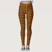 Schattigee Oranje zwarte Buffalo Plaid Pattern Leggings (Voorkant)