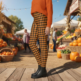 Schattigee Oranje zwarte Buffalo Plaid Pattern Leggings