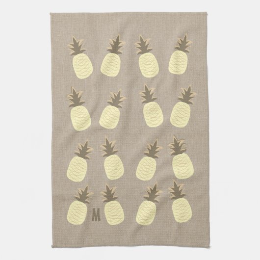 Schattigee organische linnen look monogrammed anan theedoek (Verticaal)