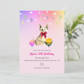 Schattigee Origami Kat & Kranen Elke Leeftijd Verj Kaart (Staand voorkant)