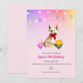 Schattigee Origami Kat & Kranen Elke Leeftijd Verj Kaart (Voorkant / Achterkant)