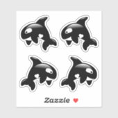 Schattigee Orka Killer Whale, Set van 4 Sticker (Vel)
