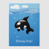 Schattigee orka walvis verjaardagsfeest invoegen vellum uitnodigingen (Voorkant)