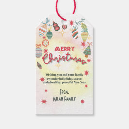 Schattigee ornamenten vakantie kerstfeestuitnodigi cadeaulabel