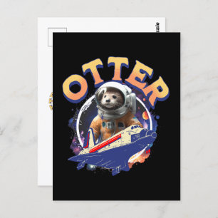 Schattigee Otter Astronaut Buitenruimte Shuttle Ca Briefkaart