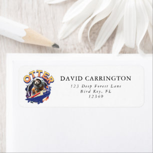 Schattigee Otter Astronaut Buitenruimte Shuttle Ca Etiket