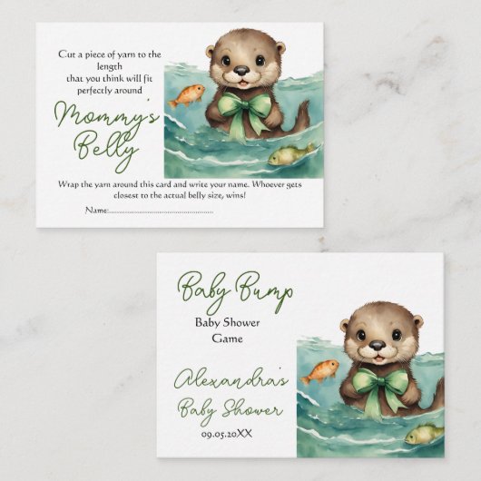 Schattigee Otter Baby Bump Game Raad mam's buik gr Informatiekaartje (Voorkant / Achterkant)