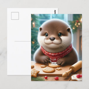 Schattigee otter bakken kerstkoekjes briefkaart
