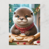 Schattigee otter bakken kerstkoekjes briefkaart (Voorkant)