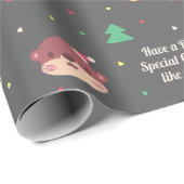 Schattigee Otter en Polar Beer Kerstpatroon Cadeaupapier (Rol Hoek)