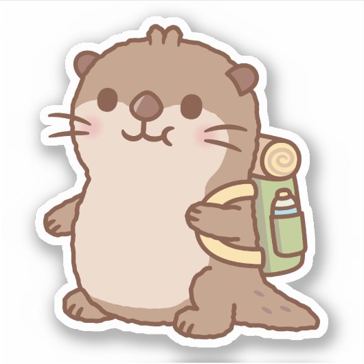 Schattigee otter gaat wandelen sticker (Voorkant)