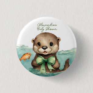 Schattigee Otter Genderneutraal Baby shower Ronde Button 3,2 Cm