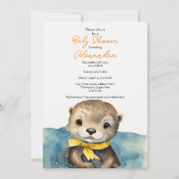 Schattigee Otter Genderneutrale Baby shower Uitnod