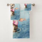 Schattigee otter gepersonaliseerd meisje bad handdoek (Insitu)