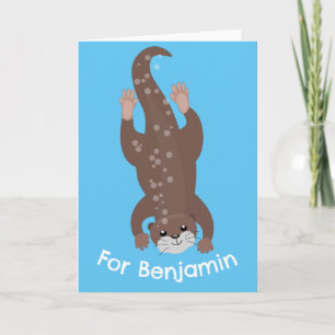 Schattigee otter gepersonaliseerde cartoon verjaar kaart