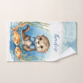 Schattigee otter gepersonaliseerde jongen bad handdoek (Handdoek)