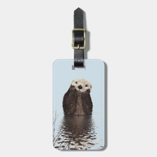 Schattigee Otter Gezicht Natuur Foto Bagagelabel (Voorkant verticaal)