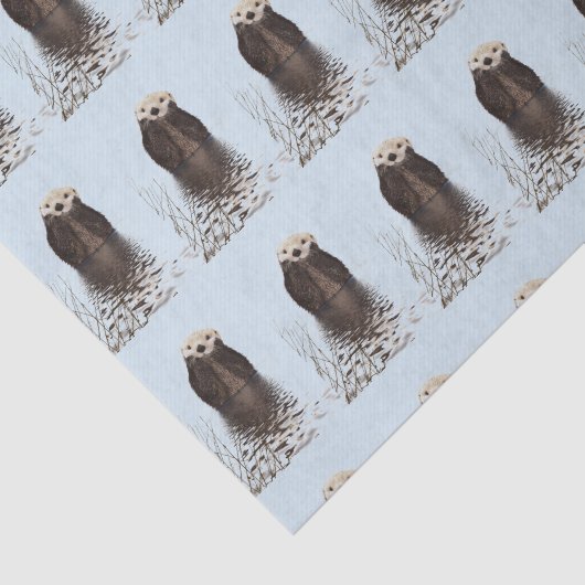 Schattigee Otter Gezicht Natuur Foto Tissuepapier (Detail)